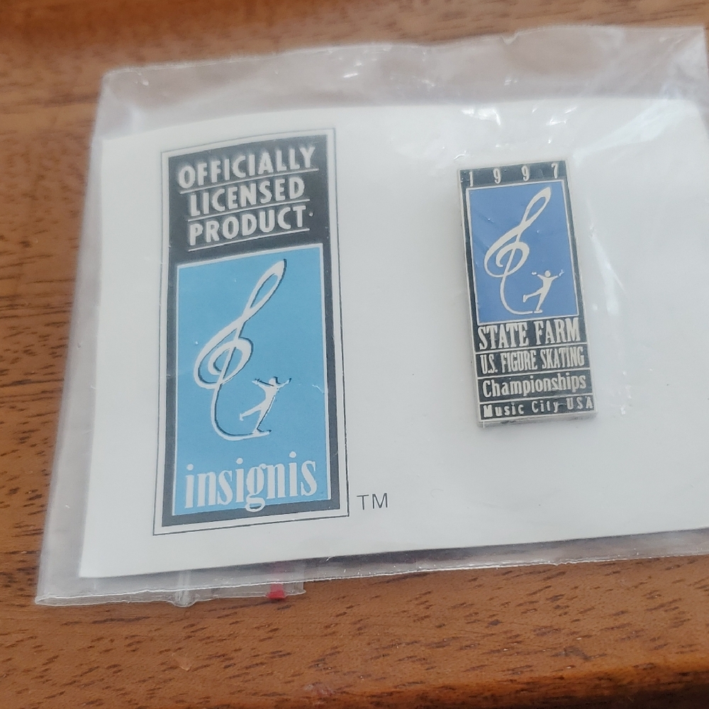 Blue and Silver Skating Championship Pin